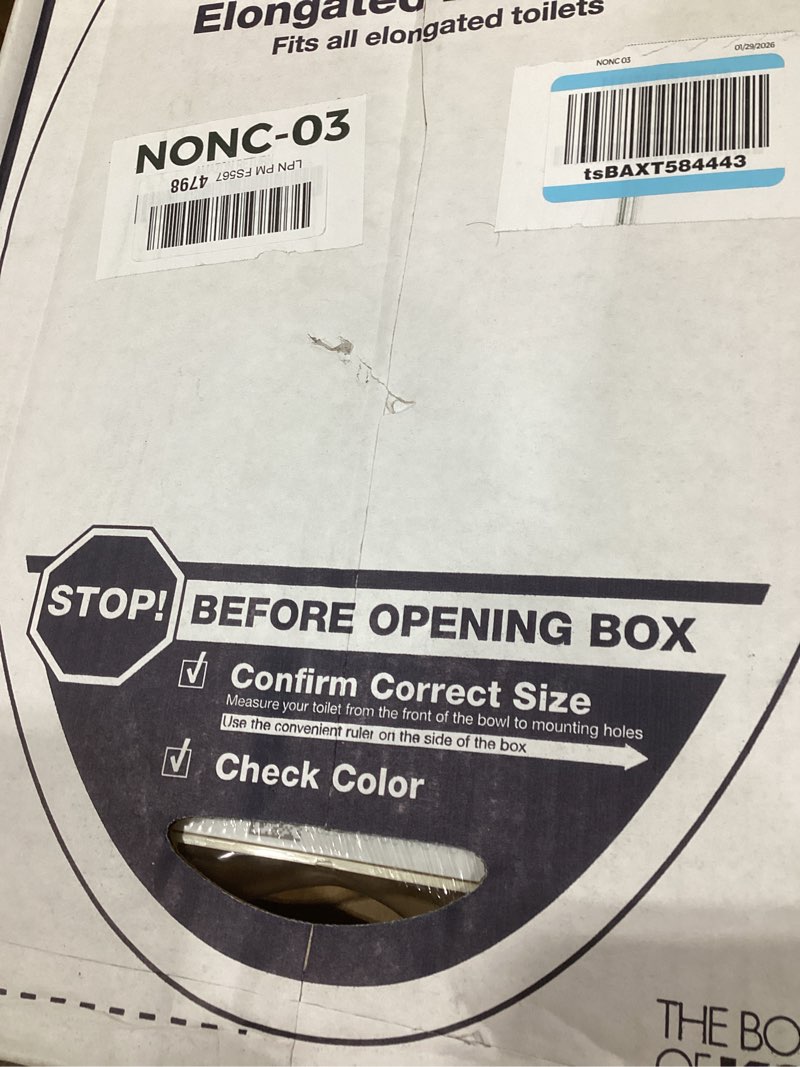 Condition photo showing New/Like New for KOHLER K-4774-47 Brevia Elongated Toilet Seat with Quick-Release Hinges And Quick-Attach Hardware For Easy Clean, Almond Elongated Almond