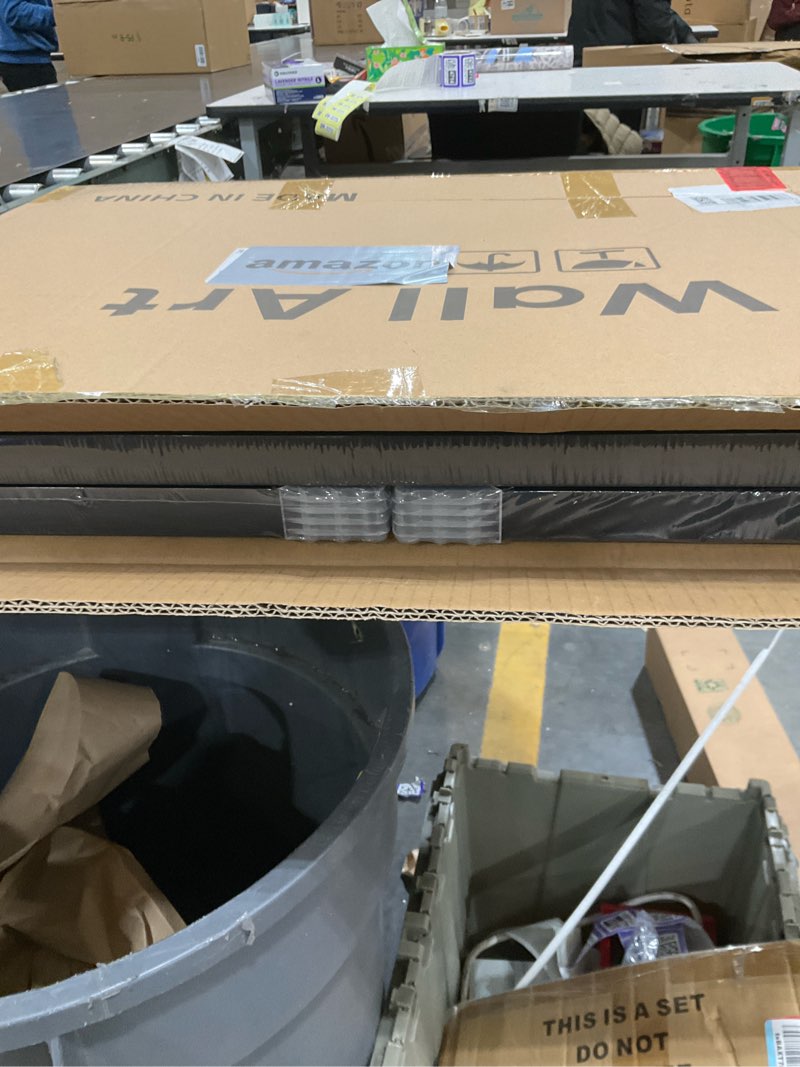 Condition photo showing New/Like New for Large Framed Modern Luxury Abstract Wall Art for Living Room, 3 Piece Minimalist Prints Paintings Artwork for Walls, Black White Gold Abstract Line Pictures for Hallway Dining Bedroom Office Wall Decor 24" H x 64" W (Total Size) Golden Waves