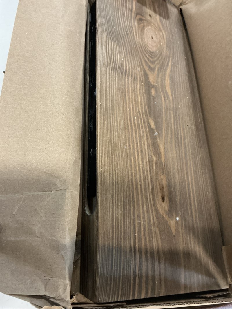 Condition photo showing Good Condition for bgmg wood floating shelves for wall 12 inch set of 2, rustic wooden wall mount shelves for bathroom living room bedroom kitchen farmhouse -12x 6.7 x1.25 inch- walnut color dark walnut 12 inch