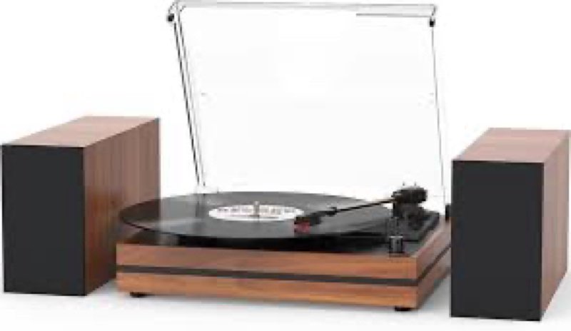 Vintage Record Player with External Speakers Belt-Drive Turntable for Vinyl Records Dual Stereo Spea