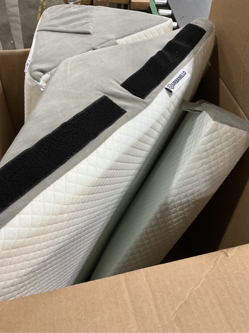 Condition photo showing As Is for urbanello 3pcs adjustable wedge pillow set for after surgery, orthopedic pillow for acid reflux, snoring & sleeping problems – 10-in-1 memory foam bed wedge for neck & back support, white & grey