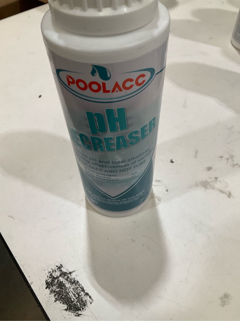 Condition photo showing Good Condition for poolacc ph decreaser for hot tub spa, lowers ph and total alkalinity, spa maintenance chemicals to bring ta & ph levels down, fast acting ph reducer works with any system, 22 oz