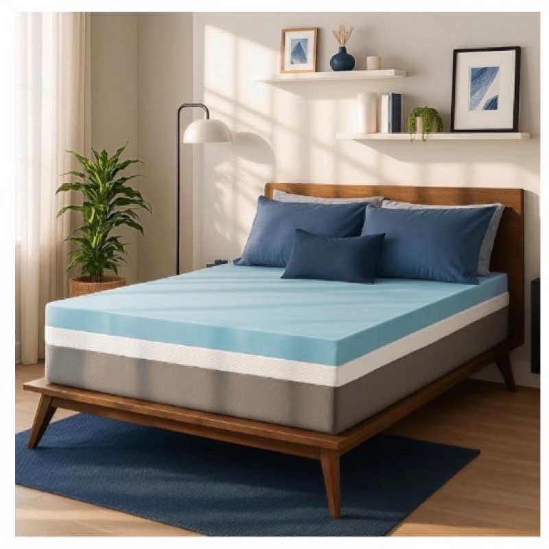 Sure2Sleep Gel Swirl Memory Foam Mattress Topper - 3 Inch, Pressure Relieving, Cooling Comfort - Mad