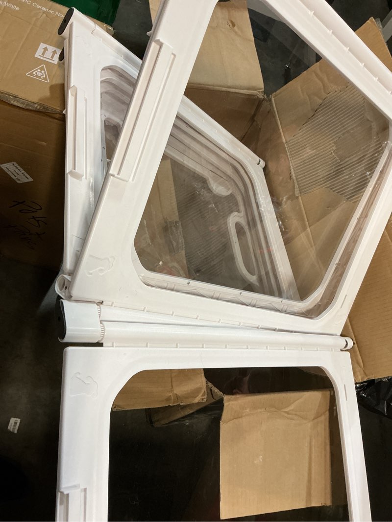 Condition photo showing As Is for acrylic portable dog playpen indoor, clear dog play pen indoors puppy playpen indoor easy assemble 24” octagon guinea pig rabbit bunny small animal pet playpen, puppy play pen for indoors white 8 panels 24 inch high