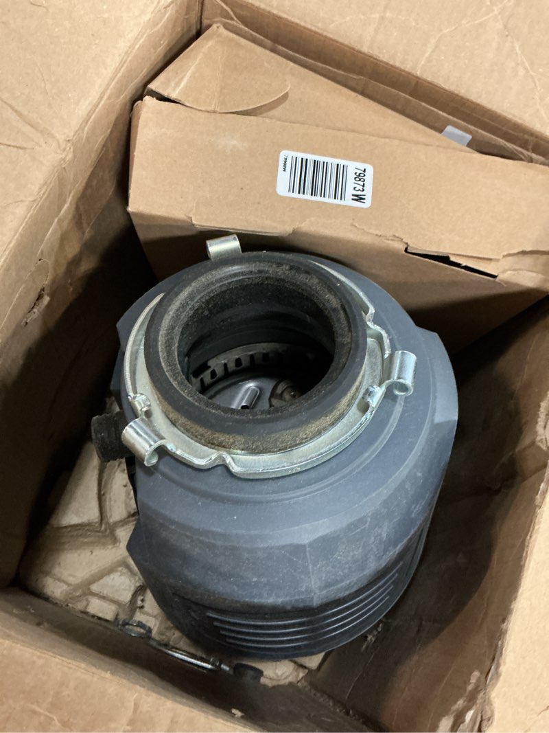 Condition photo showing As Is for insinkerator evolution 0.75hp 3/4 hp, advanced series ez connect continuous feed food waste garbage disposal, gray