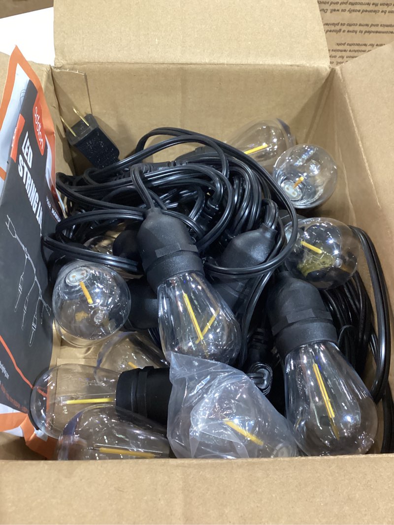 Condition photo showing Good Condition for addlon led outdoor string lights 48ft with edison vintage shatterproof bulbs and commercial grade weatherproof strand - etl listed decorative lights for patio garden black 48ft