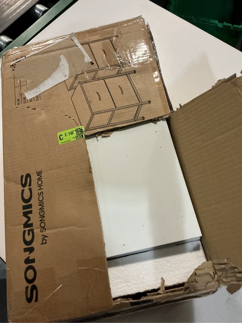 Condition photo showing As Is for songmics bellah collection - dressers for bedroom, chest of drawers, nightstands, 2 drawers, storage organizer unit, closet, entryway, set of 2, modern, cloud white and snow white ulgs112wh03s cloud white + snow white 2 pack 2 drawers