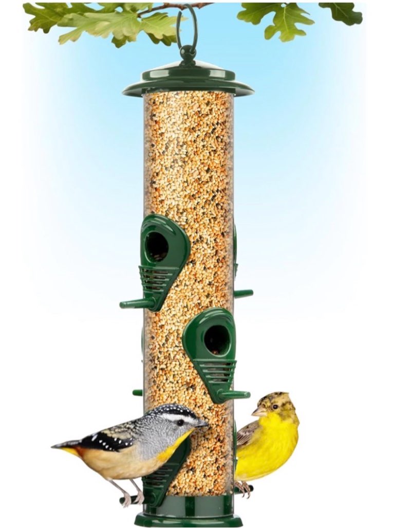Gray Bunny 6-Port Bird Feeders for Outdoors Hanging - Premium Grade Metal Tube Bird Feeder, Chew-Proof, Weather and Water Resistant
