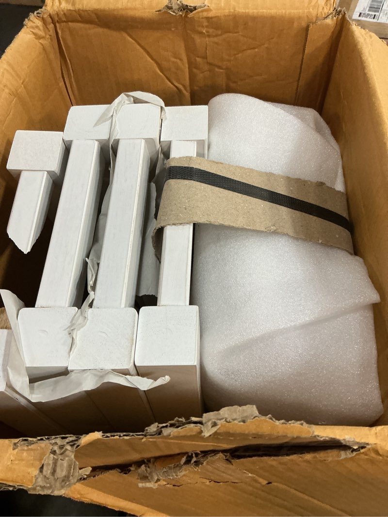 Condition photo showing Good Condition for Amazon Basics Solid Wood Saddle-Seat Kitchen Counter Barstool with Footrest, Easy Assembly - 24-Inch Height - White - Set of 2 White 24''