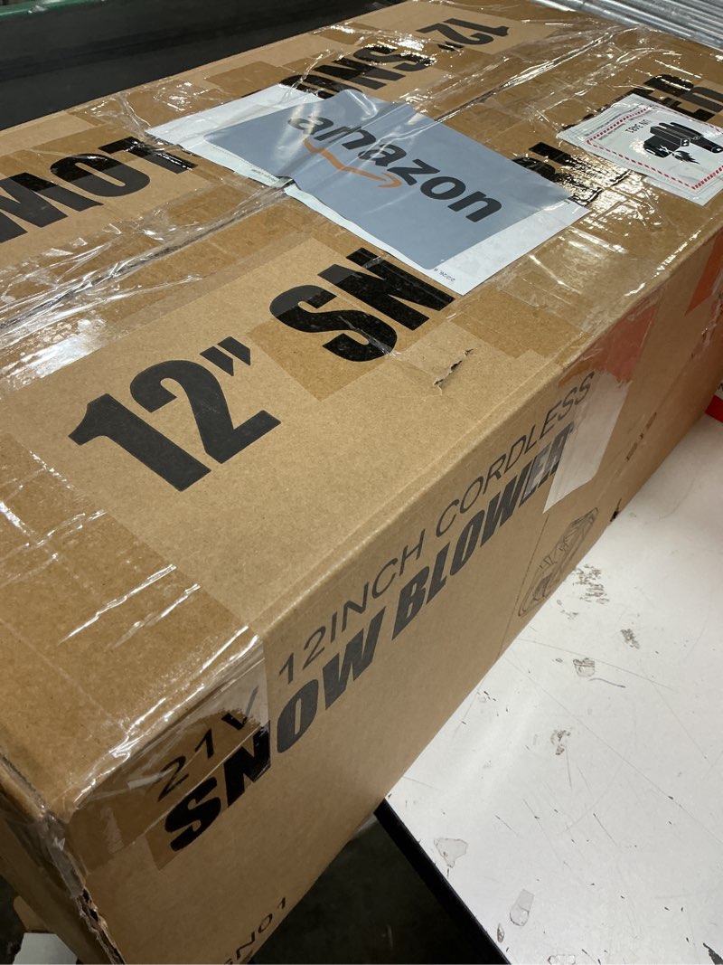 Condition photo showing Good Condition for Cordless Electric Snow Shovel Rake, 21V 12-Inch Brushless Battery Snow Blower with 4.0Ah & Fast Charger, 20FT Throw Distance, Compact Design, Adjustable Front Handle, for Driveway/Sidewalk – Blue