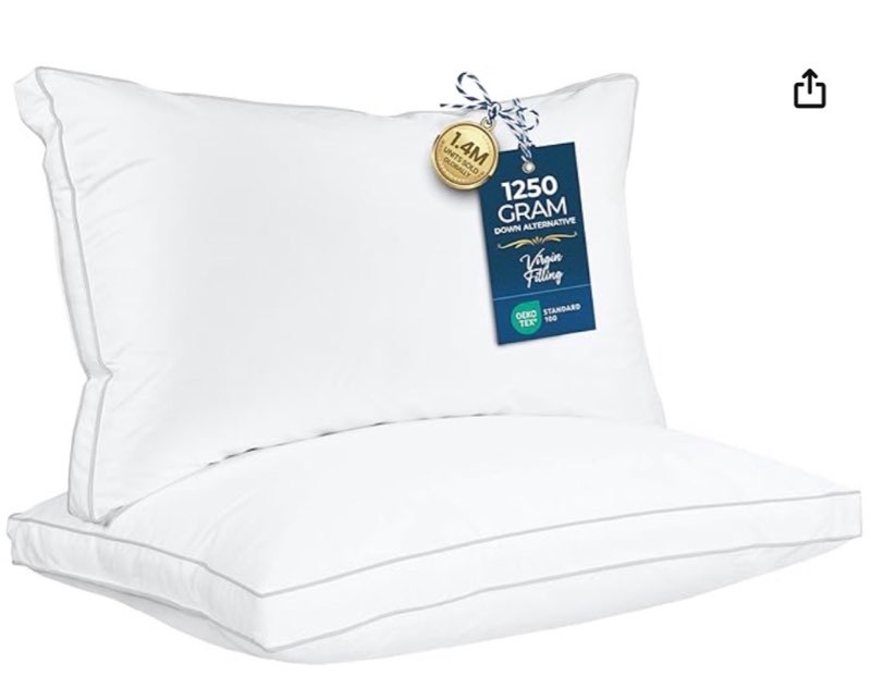 Utopia Bedding Bed Pillows for Sleeping King Size (White), Set of 2, Soft & Fluffy Pillow with Down Alternative Filling, Cooling, Hotel Quality, Gusseted Pillow for Back, Stomach or Side Sleepers