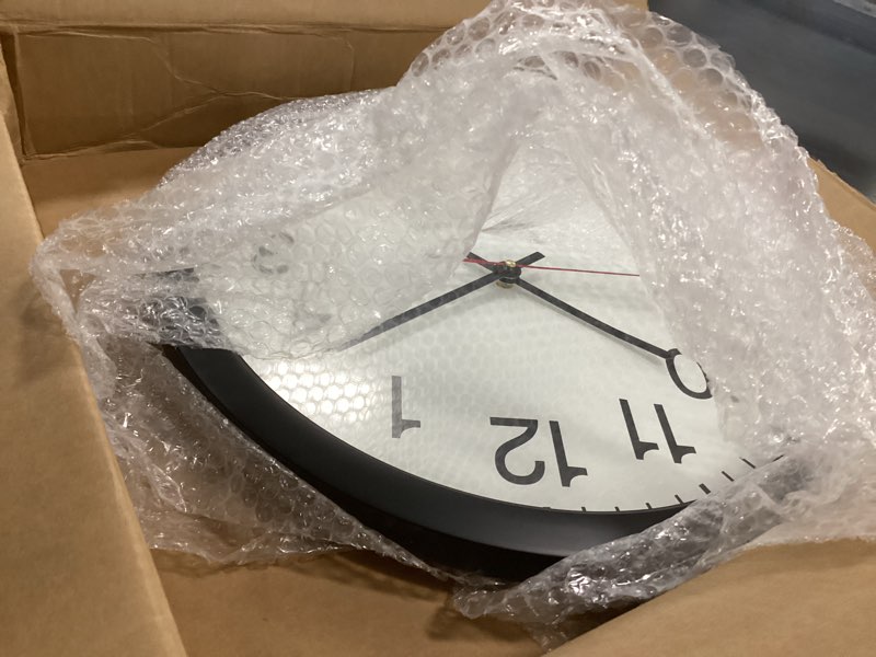 Condition photo showing Good Condition for Bernhard Products Black Wall Clock, Silent Non Ticking - 16 Inch Extra Large Quality Quartz Battery Operated Round Easy to Read Home/Office/Business/Kitchen/Classroom/School Clocks