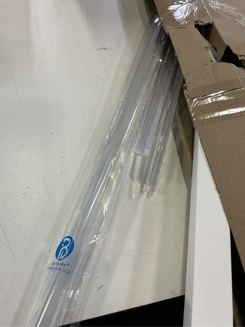 Condition photo showing As Is for 2-pack butecare frameless shower door bottom seal for glass doors – stop shower leaks and create a water barrier (3/8” x 39”) bottom sweep -3/8''