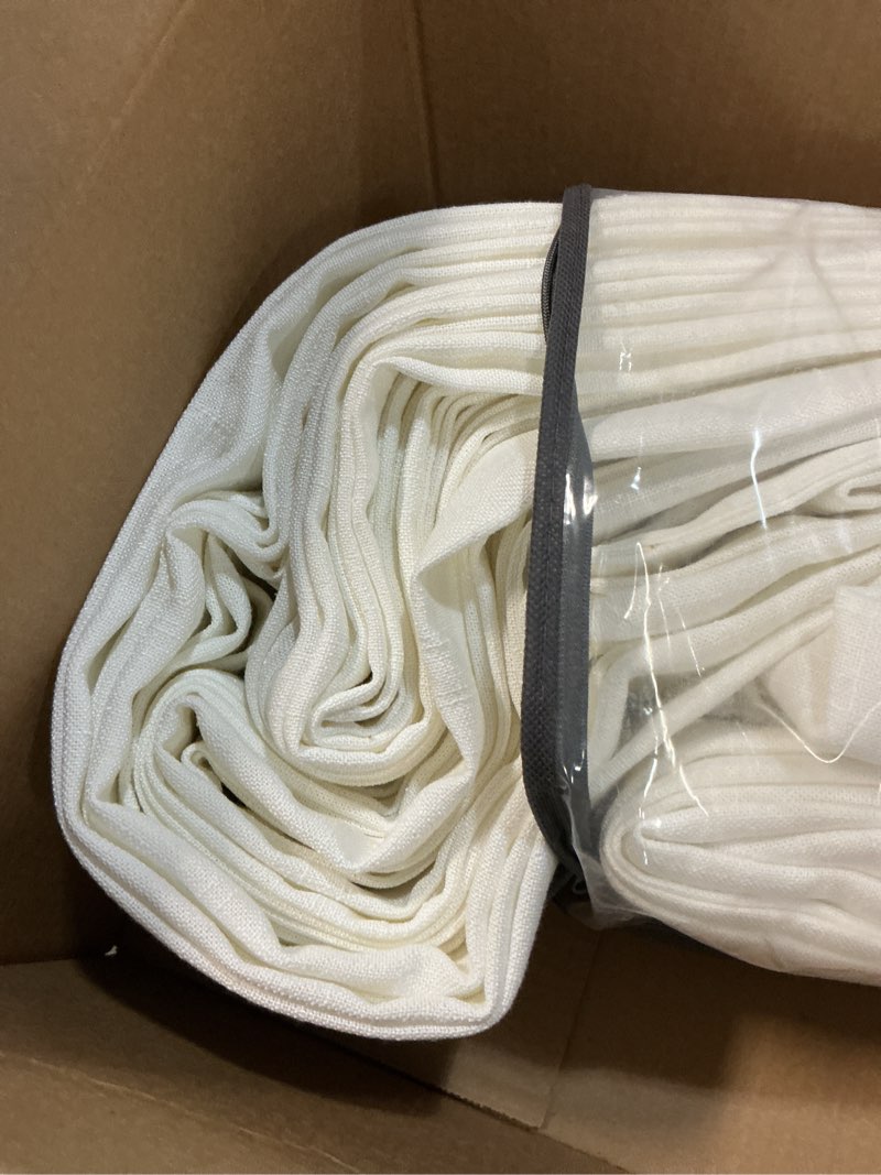 Condition photo showing Good Condition for pinch pleated linen curtains 96 inches long for living room 2 panel set cream ivory light filtering pinch pleat hooks rings back tab neutral boho farmhouse 96 inch curtain drapes for bedroom window natural 40"w x 96"l (pack of 2)