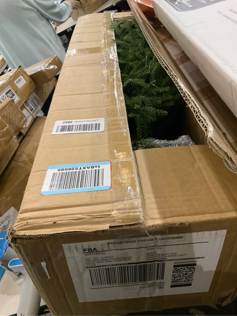 Condition photo showing As Is for 4FT Pre-Lit Artificial Norfolk Pine Christmas Tree – Realistic Potted Tree with 100 LED Lights & 8-Function Battery Box, Pre-Assembled Faux Holiday Décor for Indoor Use (2)