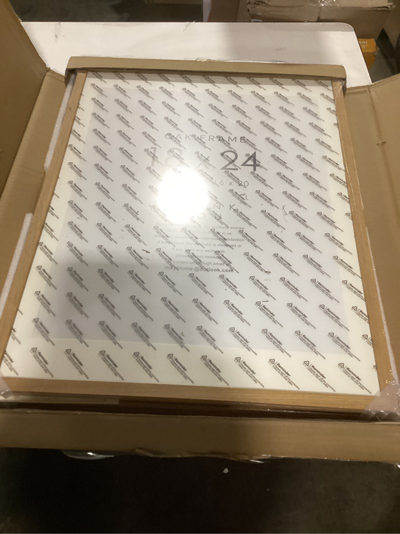 Condition photo showing Good Condition for 18x24 Poster Frame, 18x24 Solid Oak Picture Frames Matted to 16x20, 24x18 Natural Wooden Frame Horizontal or Vertical Wall Mounting, Set of 3 18x24 in - 3P Natural Oak