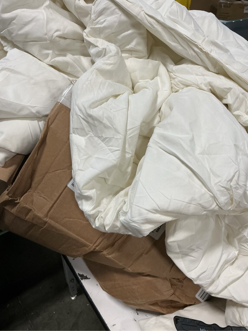 Condition photo showing As Is for utopia bedding comforters queen size, all season duvet insert, down alternative box stitched bed comforter with corner tabs, machine washable (white) queen white