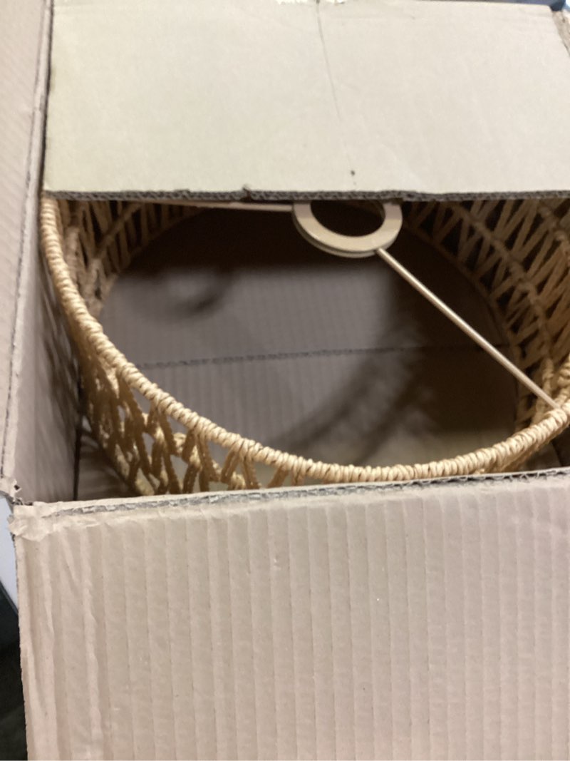 Condition photo showing New/Like New for rattan lamp shade(12.6"×6.7"), small hanging pendant lampshade, boho lamp shades for floor lamp, vintage wicker hanging lamp shade for living room, woven lampshades for wall sconces 12.6 inch-barrel lamp shade