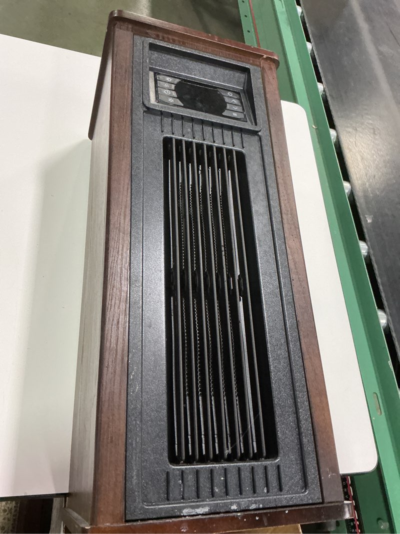 Condition photo showing As Is for Utilitech Infrared Wood Tower Heater with Adjustable Thermostat and Oscillation