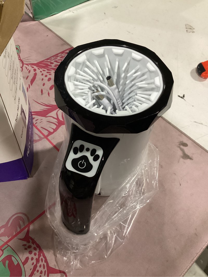 Condition photo showing New/Like New for mypin rechargeable automatic dog paw cleaner, black - portable pet paw washer cup with soft silicone brush, 7.4v high power, suitable for big dog and cat grooming | portable pet paw cleaner with soft silicone brush, 7.4v high power, dog foot washer suitable for big dog/cat grooming, black