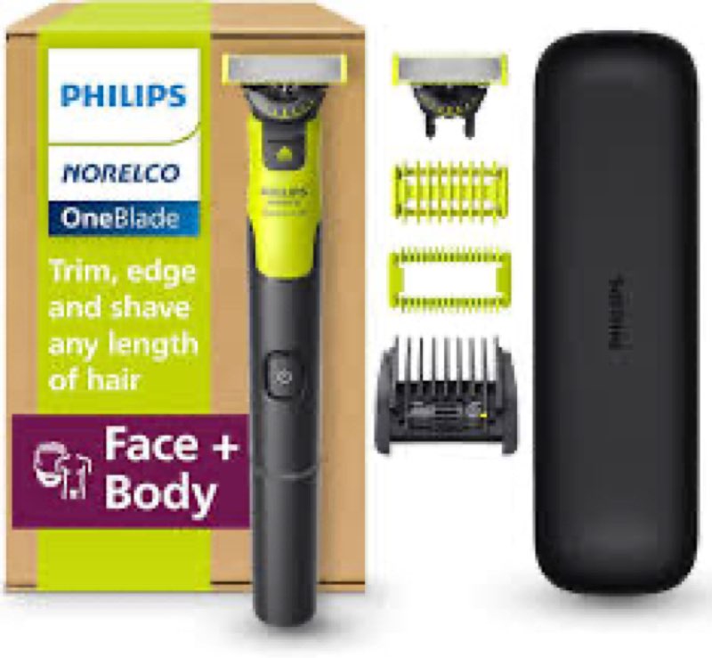 philips norelco oneblade pro 360 face + body electric shaver, beard trimmer and groomer, with 360 bl