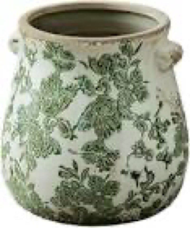 dreamloom vintage ceramic planter for indoor plants,6.1" ice crack cottage scroll vase tuscan decor 