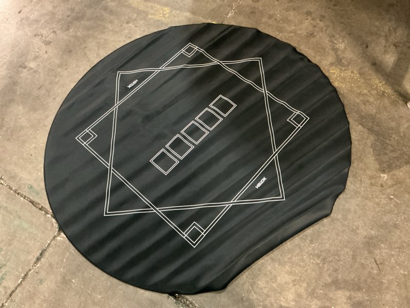 Condition photo showing As Is for soozier 24 inch round poker mat, texas hold'em non-slip rubber poker table top, water-resistant portable poker table mat with smooth surface carrying bag, black