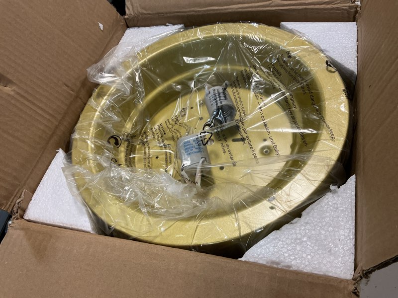 Condition photo showing Good Condition for cotulin 13-inch modern gold flush mount ceiling light fixture with white glass shade - ideal for bedroom, hallway, entryway, living room, stairwell, and kitchen