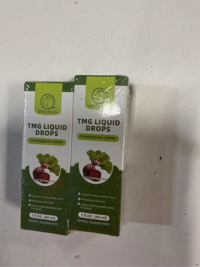 Condition photo showing New/Like New for (Best by 03-2027)TMG Supplements 1000MG - Trimethylglycine Liquid Drops, Betaine High Absorption, Supports Methylation, Liver Wellness & Cognitive, Non-GMO, Vegan, Blood Orange Flavor, 2 Fl.Oz (2 Pack) 2 Fl Oz (Pack of 2)