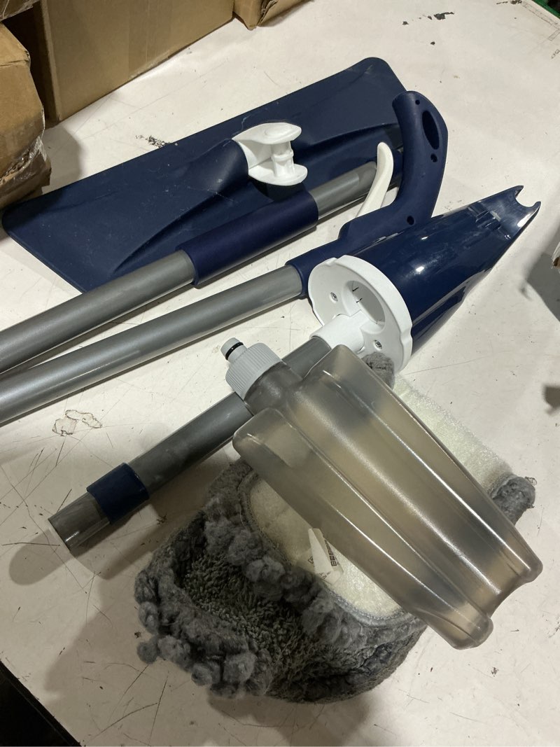 Condition photo showing As Is for microfiber spray mop for floors cleaning: wet dry hardwood floor mops with 3 washable reusable pads for swiffer powermop - flat mop with sprayer for tile wood laminate vinyl marble dark blue