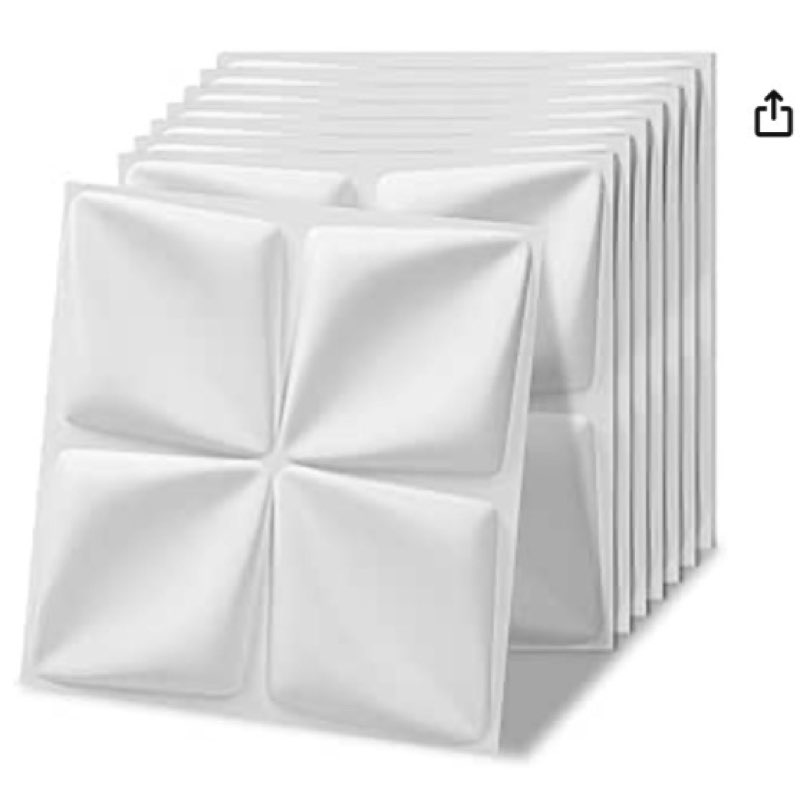 Art3d 100 Pack Decorative 3D Wall Panels, 97 Sq.Feet PVC Interior Wall Décor, 11.8"x11.8", White