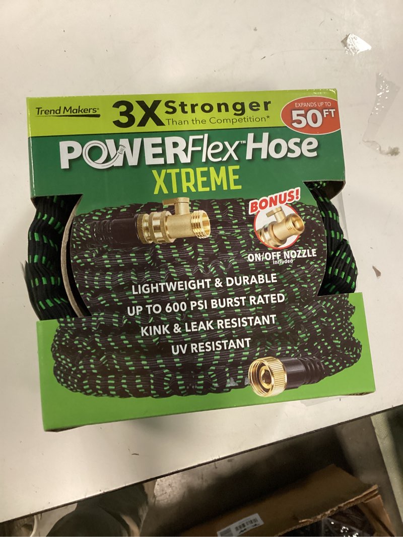 Condition photo showing New/Like New for flex-able hose flex-able xtreme hose 50ft - kink free, expandable, heavy duty, green garden hose