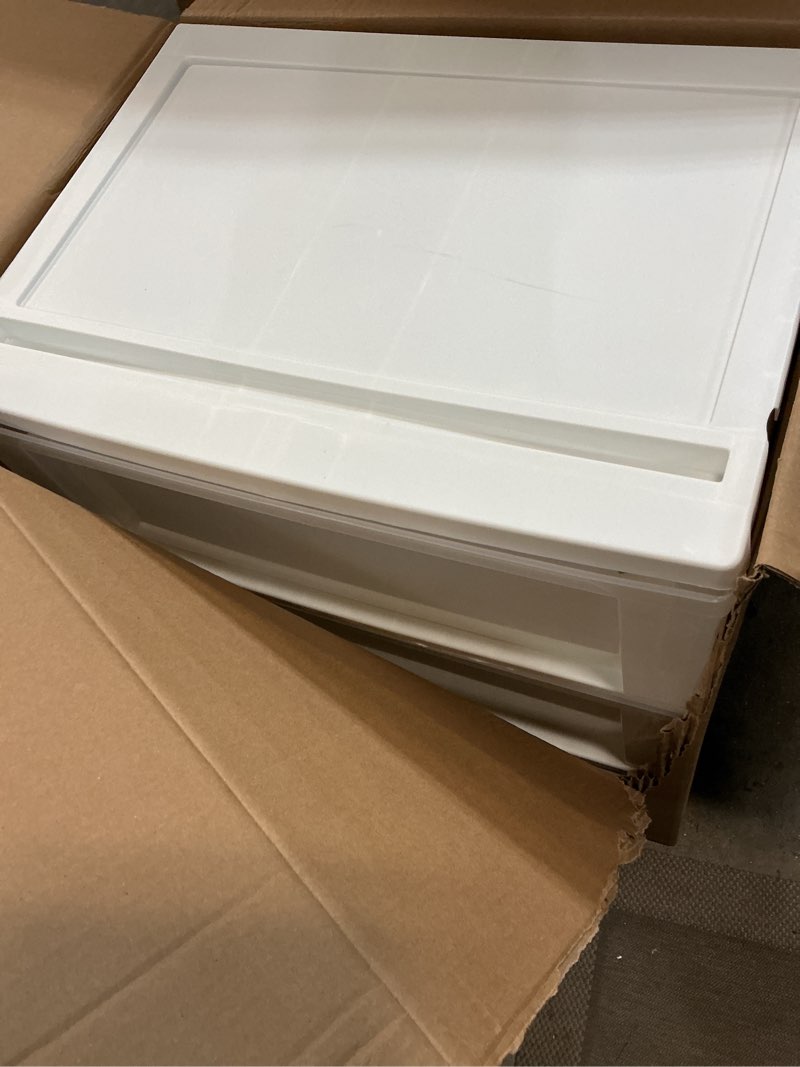 Condition photo showing As Is for iris usa plastic drawer storage organizer rolling cart, with wheels casters, 3-drawers, for art craft supplies bathroom dorm bedroom laundry room, wide, white white 3 drawer