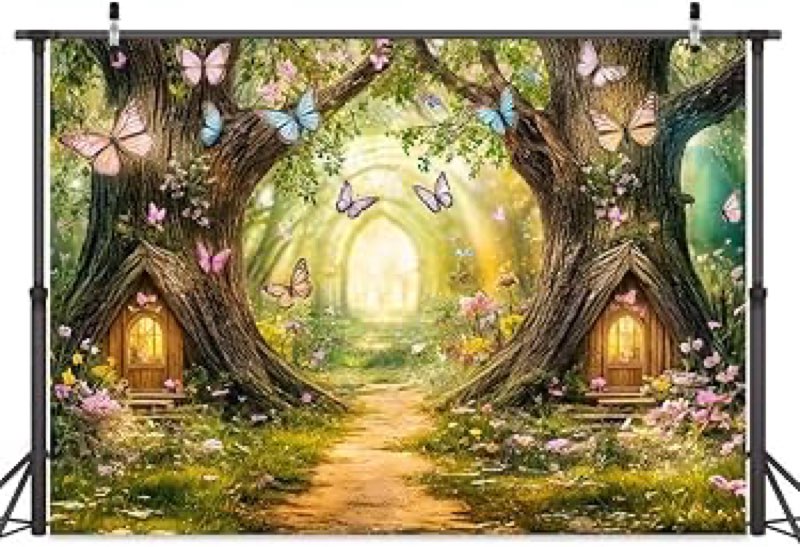 enchanted forest backdrop fairy tale enchanted magic garden wonderland floral butterfly background f