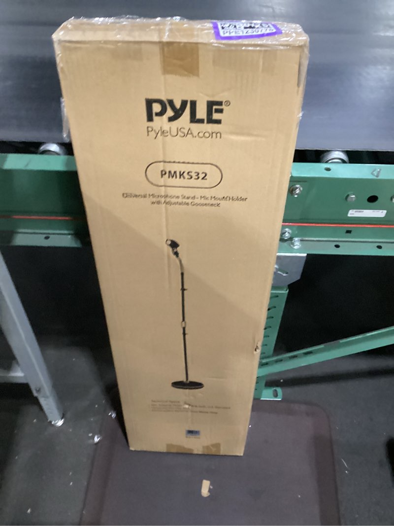 Condition photo showing New/Like New for pyle universal microphone stand - m-6 mic holder usa standard adapter and height adjustable from 31.5” to 60” inch high w/ pivotable gooseneck mount - heavy duty clutch tension knob pmks32 adjustable gooseneck stand
