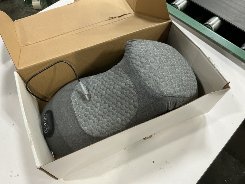 Condition photo showing As Is for 3 in 1 lower back massager, triple fusion back massager with heat, vibration and stretch,lumbar support pillow with ergonomic memory foam for bed and chair black