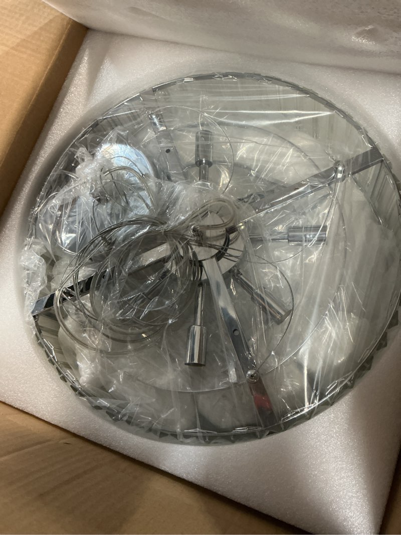 Condition photo showing Good Condition for hopggie 17 inch crystal chandeliers flush mount chandelier g9 base round modern ceiling light fixture pendant lighting for living room dining room laundry room kitchen bedroom (chrome) 17"-chrome