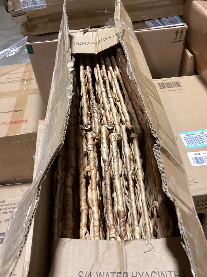 Condition photo showing Good Condition for brown water hyacinth woven storage baskets with built-in handles