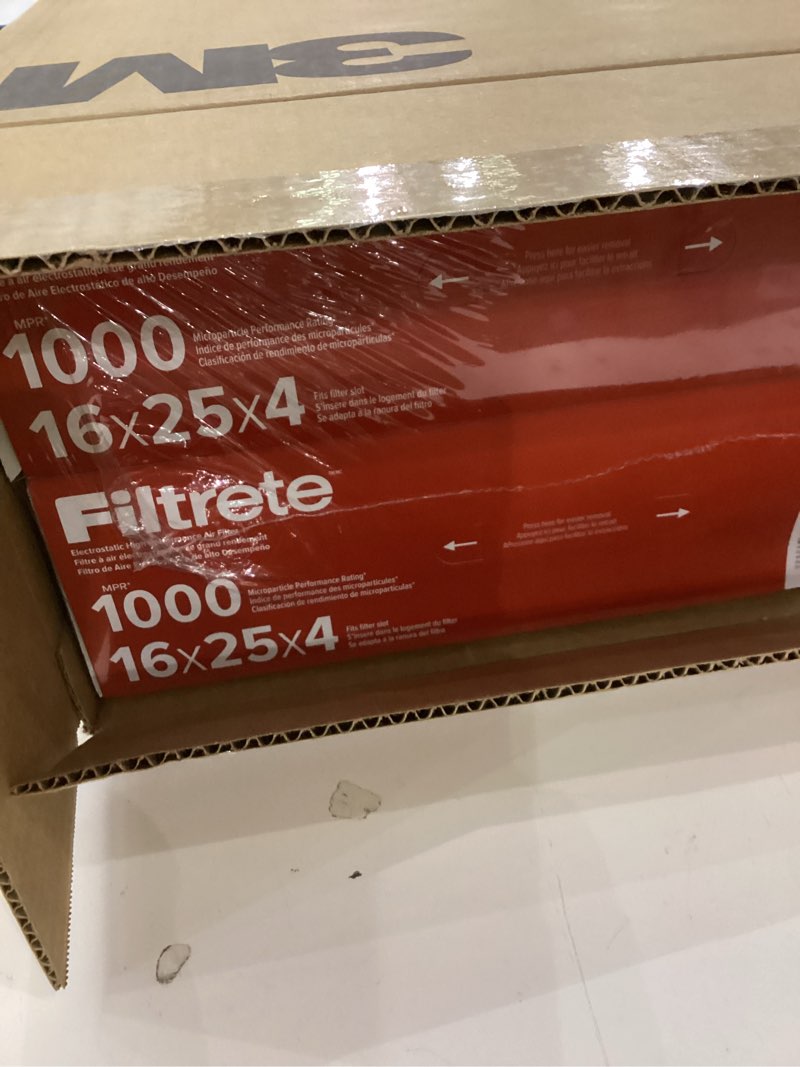 Condition photo showing Good Condition for Filtrete 16x25x4 AC Furnace Air Filter, MPR 1000, MERV 11, Fits Lennox & Honeywell Devices, Allergen Defense, Electrostatic Air Cleaning Filter, 2-Pack (Actual Size 15.88x24.56x4.31 in)