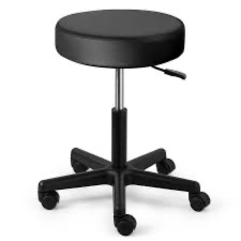 JMU Rolling Stool with Wheels, 450lbs Weight Capacity Heavy Duty Stool, Large Seat PVC Leather, Height Adjustable for Medical Massage Salon Tattoo Lab Office Home Black