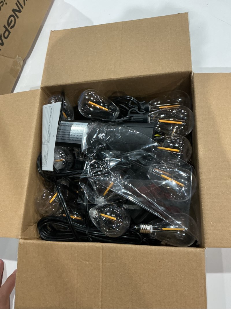 Condition photo showing Good Condition for 70ft led outdoor string lights with remote, one continuous strand patio lights with 24+1 shatterproof s11 bulbs, dimmable 2200k warm white, timer & 3 modes, low voltage for backyard garden warm yellow-2200k 70ft