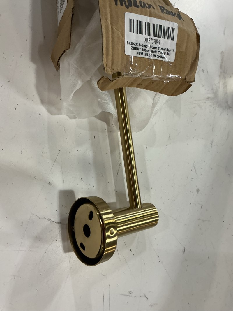 Condition photo showing New/Like New for adjustable single bath towel bar 23.6 to 42 inch, zuext brushed gold stainless steel towel holder hanger, expandable wall mounted towel rail for bathroom kitchen washroom,1" tube towel rail racks gold single towel bar 1