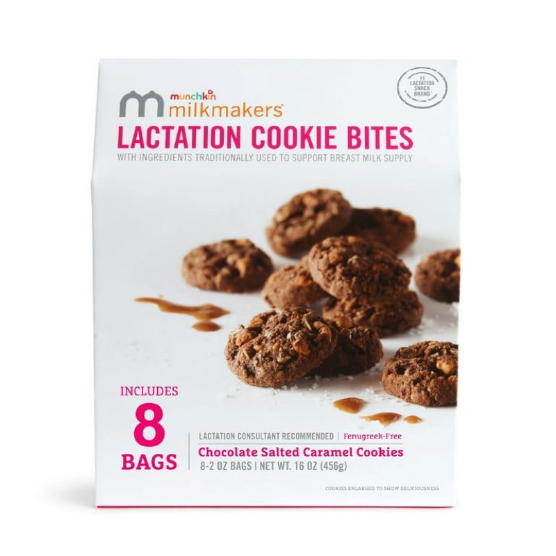 (Bb:dec.05.2025)Munchkin® Milkmakers® Lactation Cookie Bites, Chocolate Salted Caramel, Fenugreek Free, 8