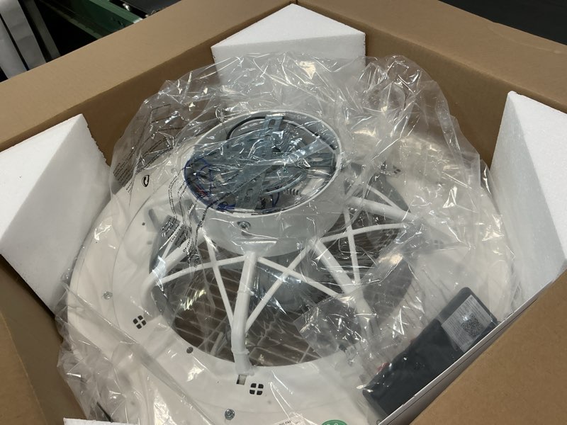 Condition photo showing Good Condition for LEDIARY 20 Inch Low Profile Ceiling Fan With Light, Led Bladeless Ceiling Fans, Remote Control Enclosed Flush Mount Ceiling Fan With Timming, 3000-6000K, 6 Wind Speed, 3000LM, 57W-White 20 Inch White