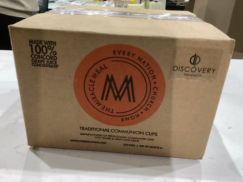 Condition photo showing Good Condition for DISCOVERY PRODUCTS Pre-Filled Communion Cups and Wafer Set & Juice - Pack of 250 for Divine Communion Experiences! Box of 250