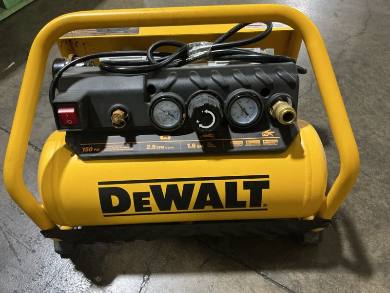 Condition photo showing Good Condition for dewalt 1.6 gal quiet & oil-free air compressor w/ roll cage