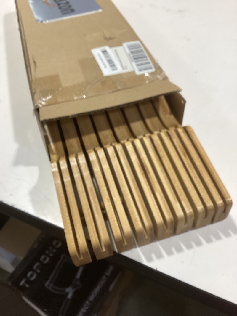 Condition photo showing Good Condition for in-drawer knife block organizer - bamboo wood drawer knife organizer-protecting knife organizer block (not included) (natural, 15 knives dock) natural 15 knives dock