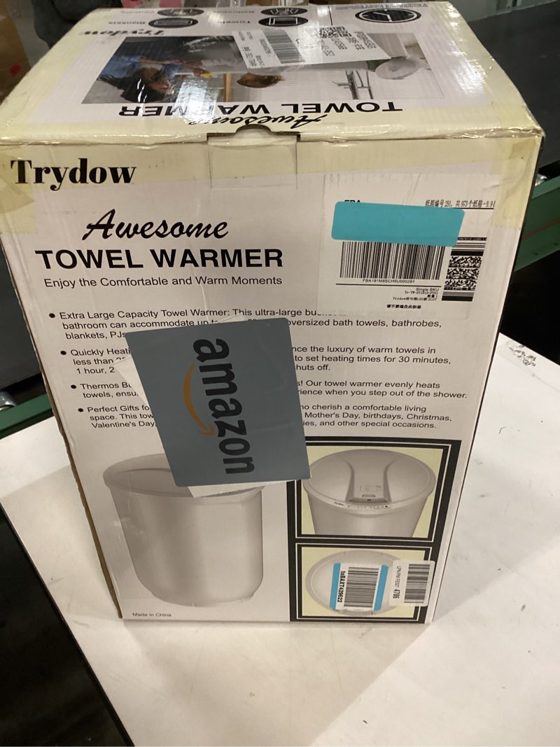 Condition photo showing New/Like New for Ultra Large Capacity Towel Warmer Bucket, Rapid Heating with Timer, One-Button Control, Safety Lock, Perfect for Home and Spa White