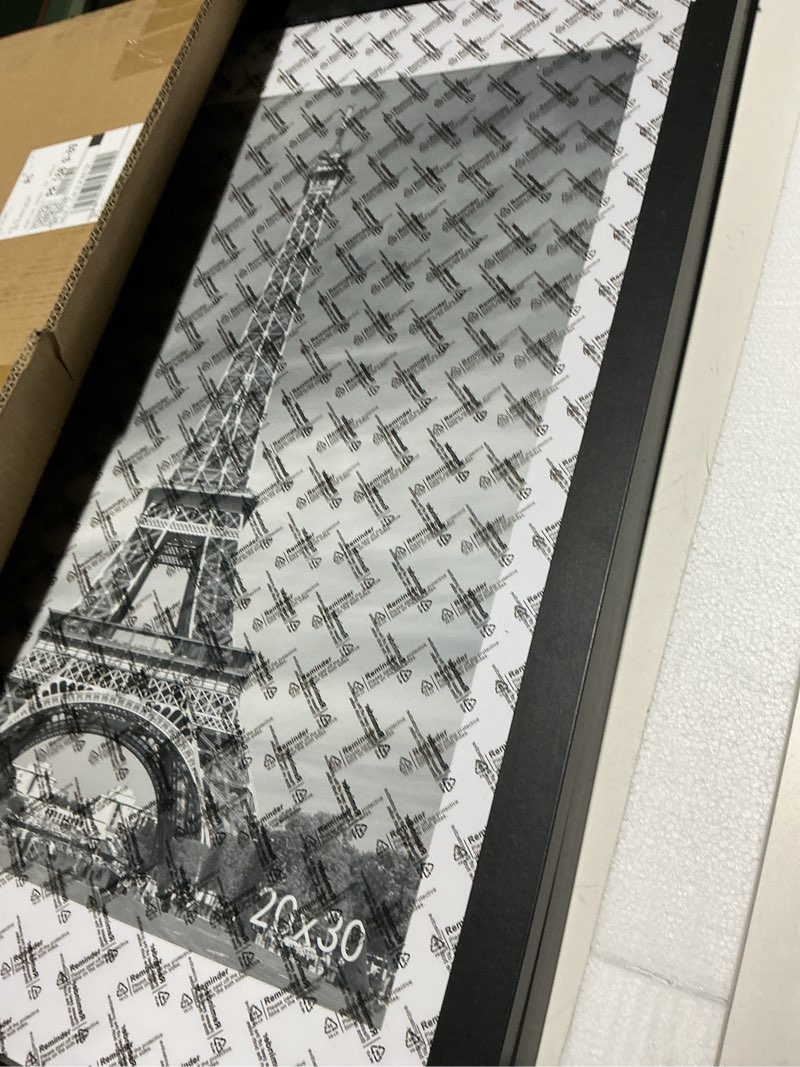 Condition photo showing As Is for abtgt 20x30 frame set of 3, display pictures 18x24 with mat or 20x30 without mat, poster frames for vertical & horizontal wall hanging display, black black 20x30