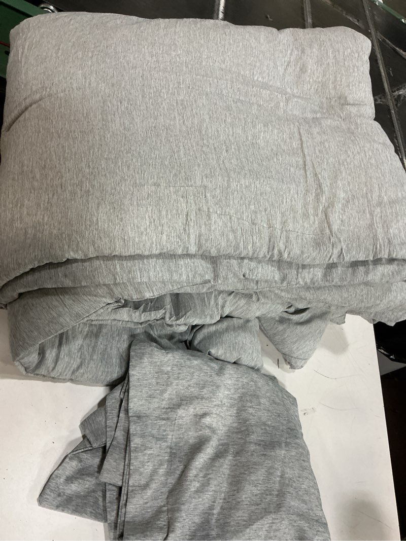 Condition photo showing Good Condition for CozyLux King Size Comforter Set - 3 Pieces Light Grey Soft Luxury Cationic Dyeing Bedding Comforter for All Season, Light Gray Breathable Lightweight Fluffy Bed Set with 1 Comforter and 2 Pillow Shams Light Grey King